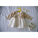 Christening background with baptism baby dress and shoes