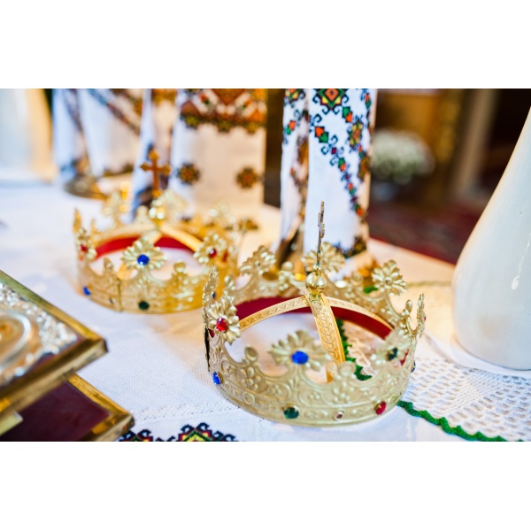 Wedding crown at church ceremony